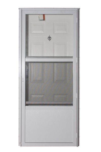 34" x 80" RH 6 PANEL KNOCKER VIEW COMBO 6.5" JAMB STD STORM DB - WHITE