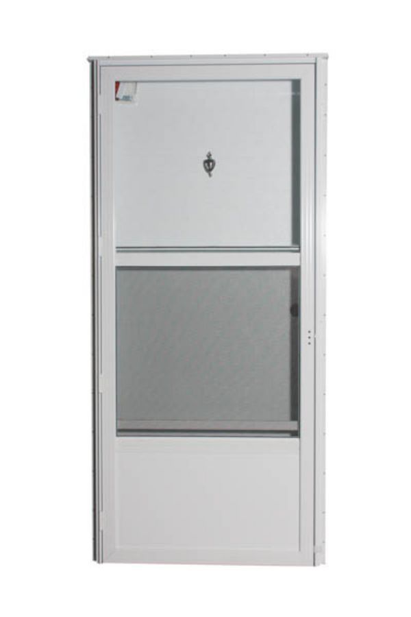 34" x 76" LH KNOCKER VIEW COMBO 4" JAMB STANDARD STORM - WHITE/WHITE/WHITE