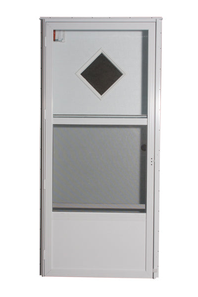 36x76 COMBO LH DIAMOND WINDOW WHITE/WHITE CORE 6.5IN JAMB WHITE STANDARD STORM