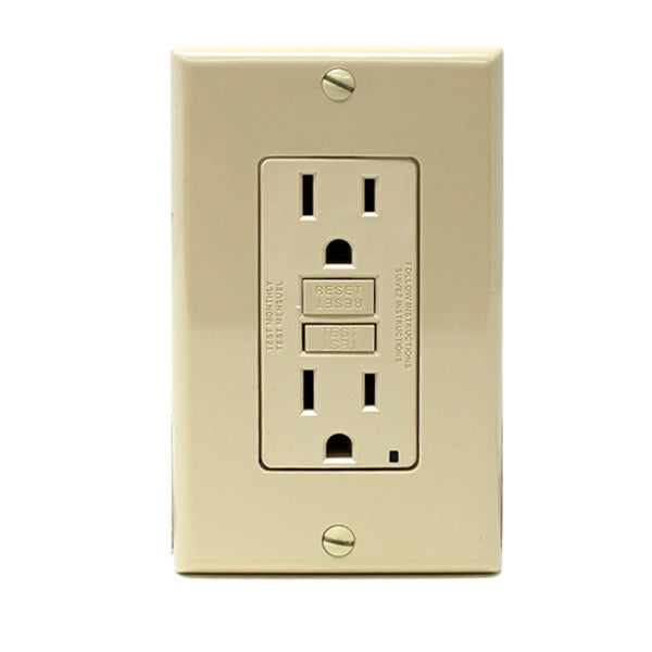 GFI RECEPT W/ PLATE - IVORY