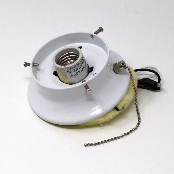 3 1/4" FIXTURE HOLDER WITH PULL CHAIN - WHITE