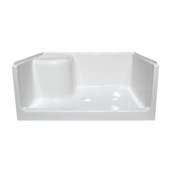 60" x 32" ACRYLIC SEATED SHOWER PAN LEFT SEAT - WHITE