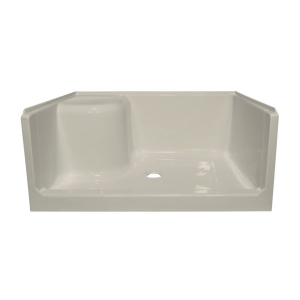 48" x 34" ACRYLIC SEATED SHOWER PAN LEFT SEAT - BISCUIT