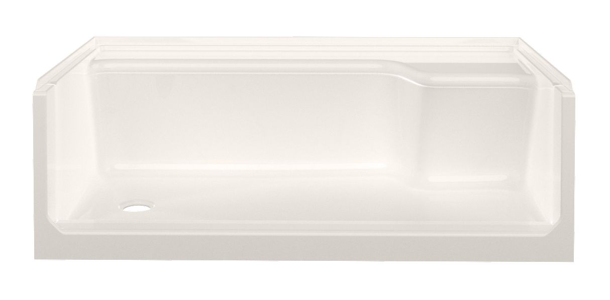 60" x 32" ACRYLIC SEATED SHOWER PAN RIGHT SEAT LH DRAIN - BISCUIT