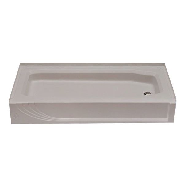 54" X 28" ABS PLASTIC SHOWER PAN RIGHT HAND DRAIN - ALMOND