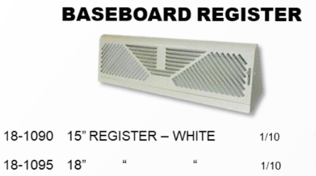 BASEBOARD REGISTER 15" WHITE