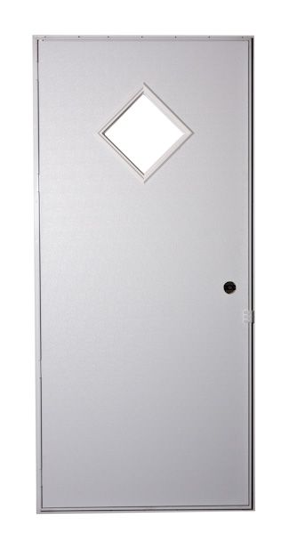 36" x 80" LH DIAMOND WINDOW DOOR - WHITE/WHITE