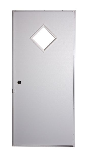 32" x 72" RH DIAMOND WINDOW DOOR - WHITE/WHITE