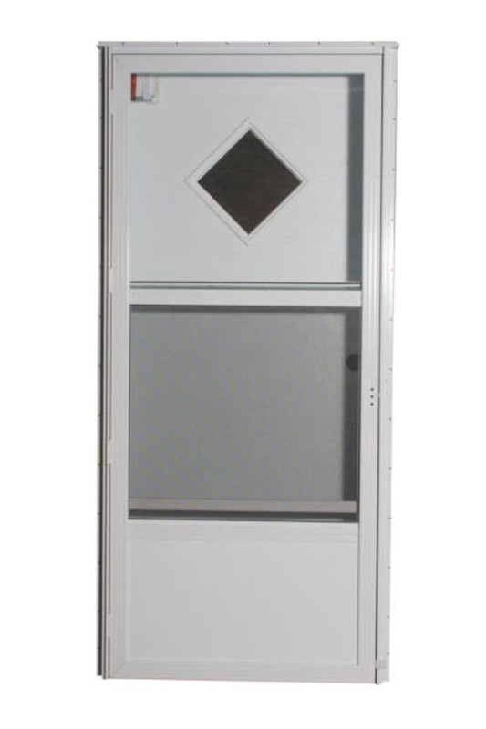 32" X 72" LEFT HAND DIAMOND WINDOW WHITE/WHITE CORE 4" JAMB WHITE STANDARD STORM