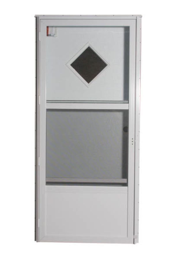 34" x 80" LH DIAMOND WINDOW COMBO 4"JAMB STANDARD STORM - WHITE