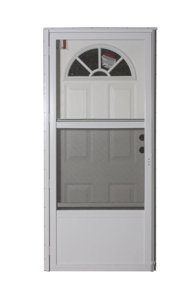 34" X 76" LEFT HAND FAN WINDOW WHITE/WHITE CORE 4" JAMB WHITE STANDARD STORM - COMBO