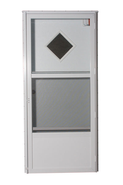 32" X 74" RIGHT HAND DIAMOND WINDOW WHITE/WHITE CORE 4" JAMB WHITE STANDARD STORM