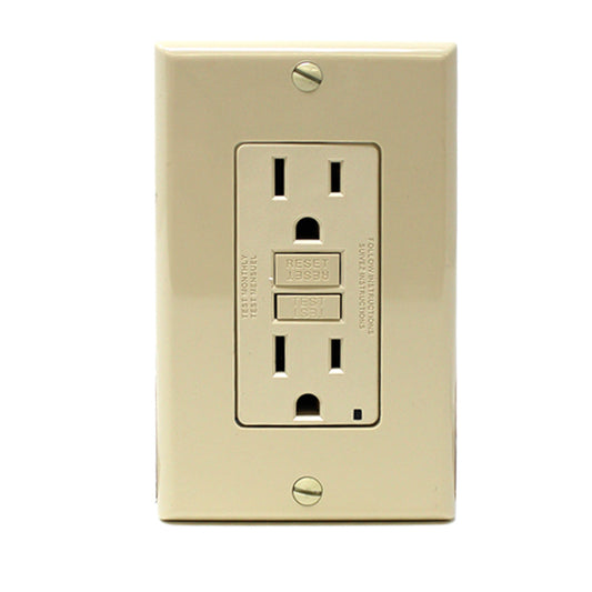 GFI RECEPT W/ PLATE - IVORY
