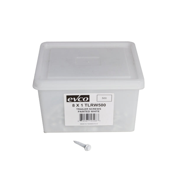 HEX HEAD SCREW WHITE 8"X1" SINGLE