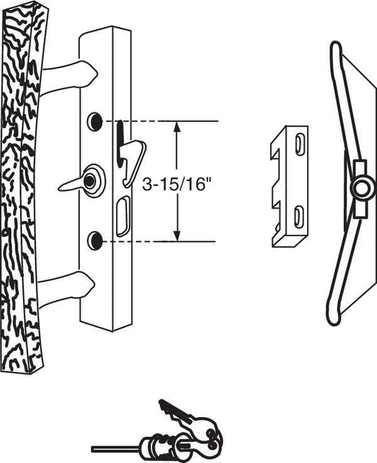 PATIO DOOR LOCK, OLD STYLE METAL/WOOD