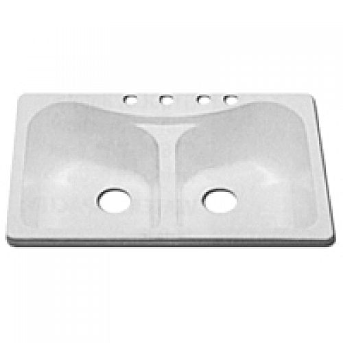 33IN X 19IN PERMALUX PLUS SINK 4 HOLES 7-1/2IN-WHITE