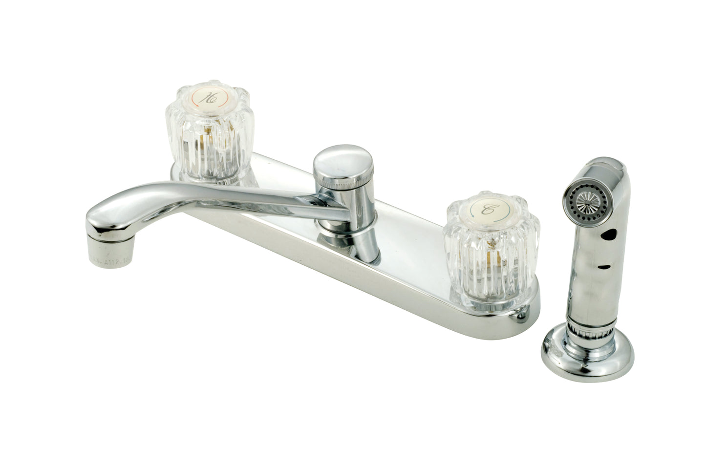 8" KITCHEN FAUCET WITH DOWN SPOUT, CRYSTAL HANDLES AND SPRAYER