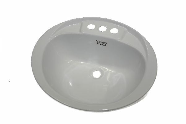 17X20 WHITE PLASTIC OVAL LAV SINK L/O FLOW