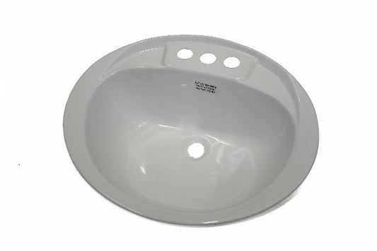 17X20 WHITE PLASTIC OVAL LAV SINK L/O FLOW