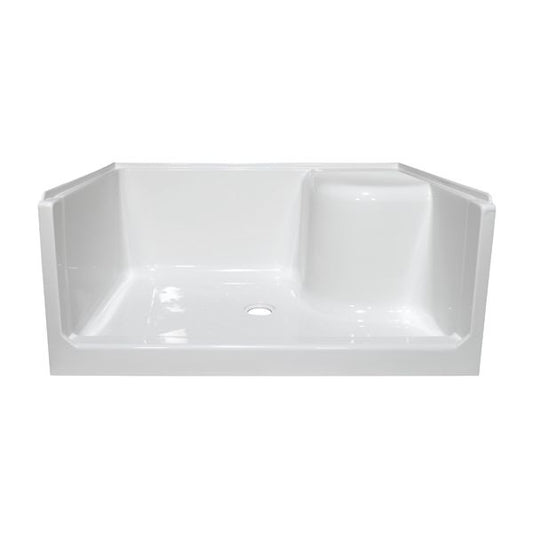 48" x 34" ACRYLIC SEATED SHOWER PAN LEFT SEAT - WHITE