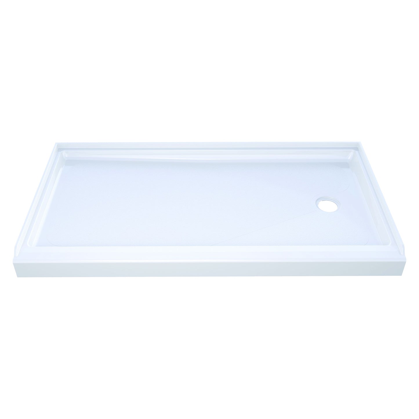 60" x 32" ACRYLIC SHOWER PAN RH DRAIN - WHITE