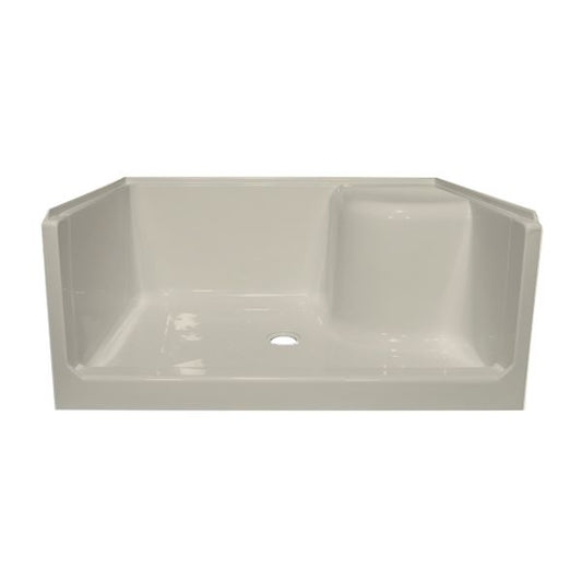 48" x 34" ACRYLIC SEATED SHOWER PAN RIGHT SEAT - BISCUIT