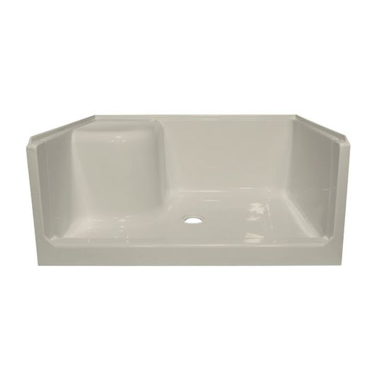 48" x 34" ACRYLIC SEATED SHOWER PAN LEFT SEAT - BISCUIT