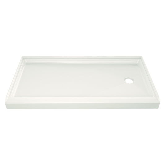 60" x 30" ACRYLIC SHOWER BASE RH DRAIN - BISCUIT