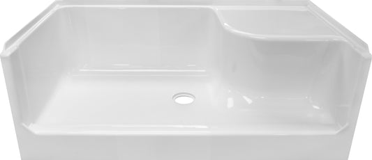 54" x 27" x 19" ACRYLIC SEATED SHOWER BASE RS CD - WHITE