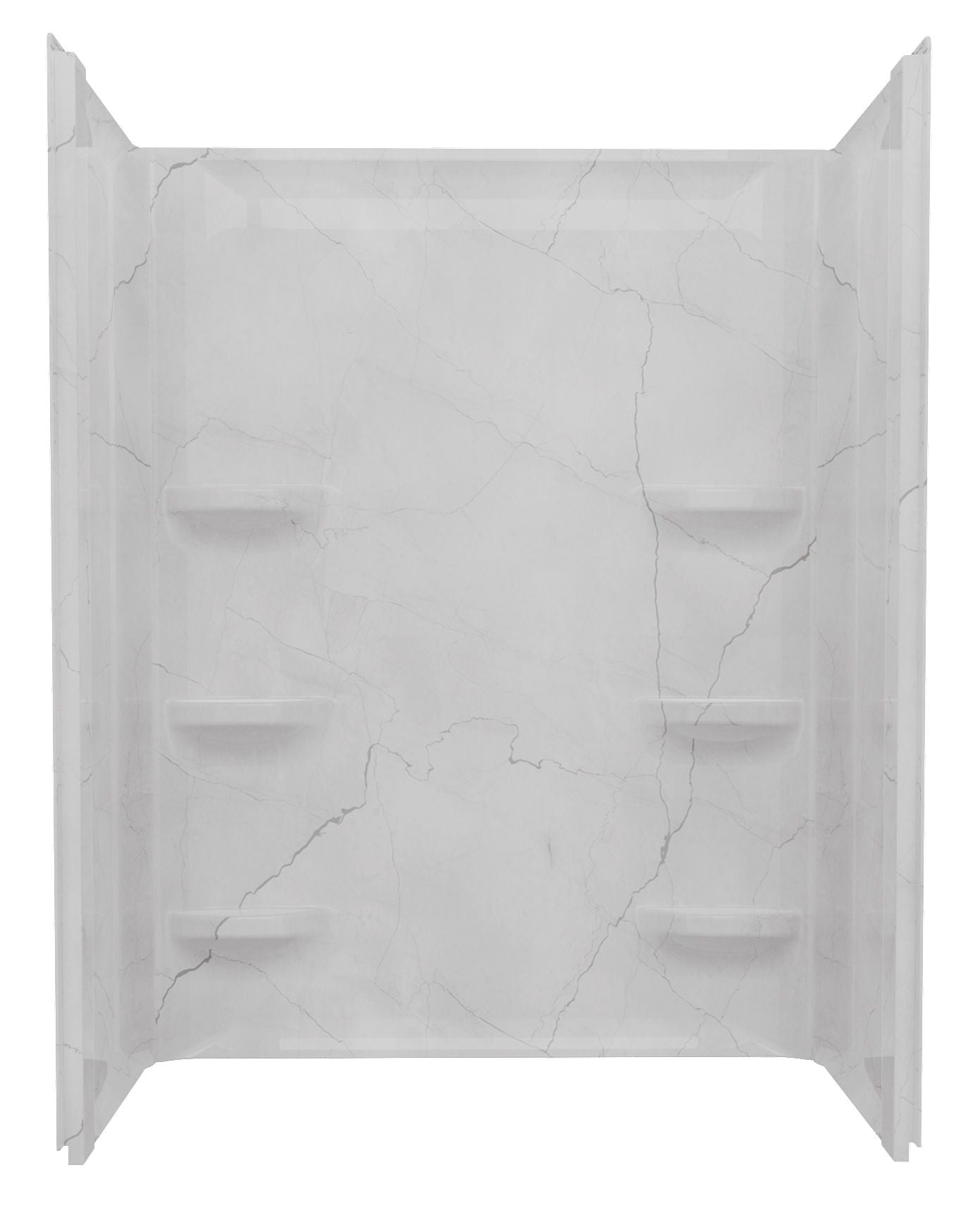 48" x 34" x 69" ACRYLIC WALL SURROUND CORNER SHELF - LUNA GRAY - 1 PIECE SHOWER