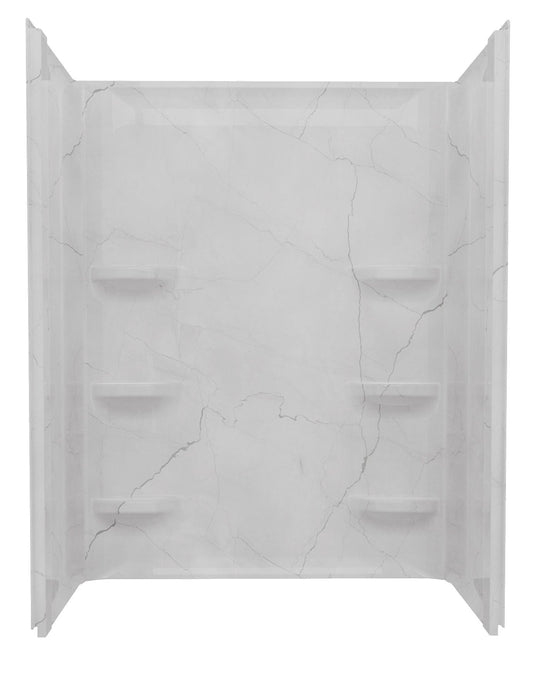 48" x 34" x 69" ACRYLIC WALL SURROUND CORNER SHELF - LUNA GRAY - 1 PIECE SHOWER
