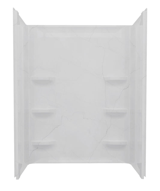 54" x 27" x 69" ACRYLIC WALL SURROUND CORNER SHELF - LUNA PEARL - 1 PIECE SHOWER
