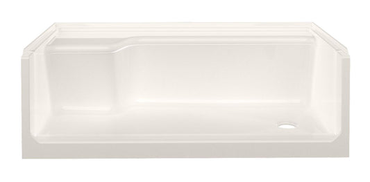 60" x 32" ACRYLIC SEATED SHOWER PAN LEFT SEAT RH DRAIN - BISCUIT