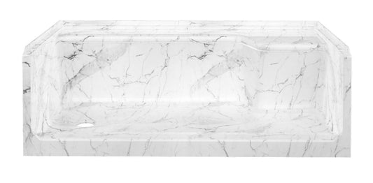 60" x 32" ACRYLIC SHOWER PAN RIGHT SEAT LH DRAIN - GLACIER MARBLE