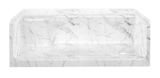 60" x 32" ACRYLIC SHOWER PAN LEFT SEAT RH DRAIN - GLACIER MARBLE