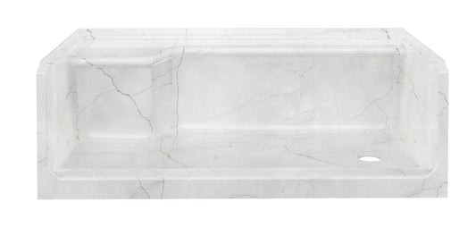 60" x 32" ACRYLIC SHOWER PAN LEFT SEAT RH DRAIN - LUNA GRAY