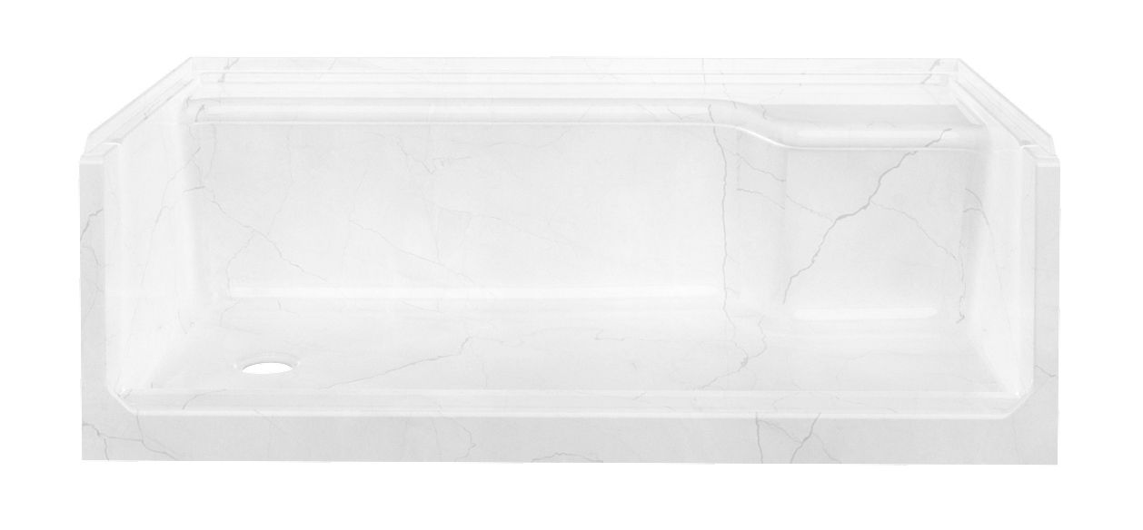 60" x 32" ACRYLIC SHOWER PAN RIGHT SEAT LH DRAIN - LUNA PEARL