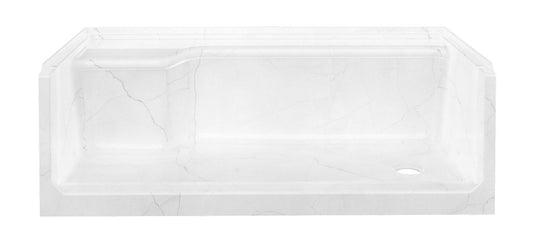 60" x 32" ACRYLIC SHOWER PAN LEFT SEAT RH DRAIN - LUNA PEARL