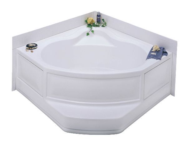 54" X 54" ABS PLASTIC CORNER TUB SURROUND - WHITE