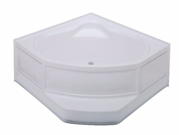 54x54 ABS PLASTIC CORNER TUB WITH STEP CENTER DRAIN - WHITE