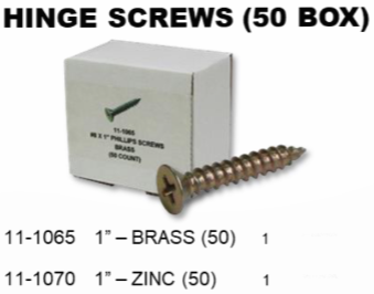 HINGE SCREWS 1" BRASS (50/BOX) - SES