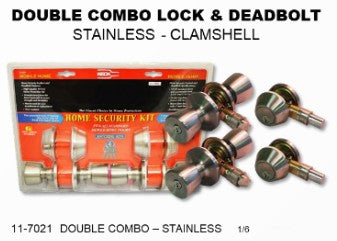 DOUBLE COMBO LOCK & DEADBOLT - STAINLESS - SES