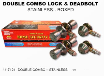 DOUBLE COMBO LOCK & DEADBOLT - STAINLESS - BOXED - SES