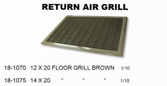 12X20 FLOOR RETURN GRILLE - BROWN - SES