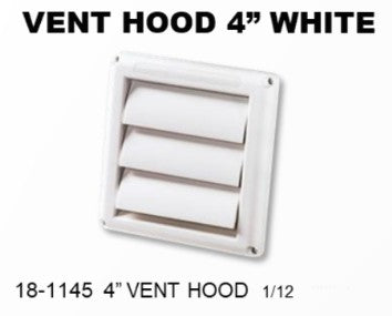 VENT HOOD 4" WHITE LOUVERED - SES