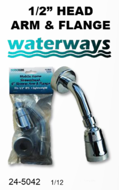 ½" CHROME SHOWER HEAD, ARM AND FLANGE - SES