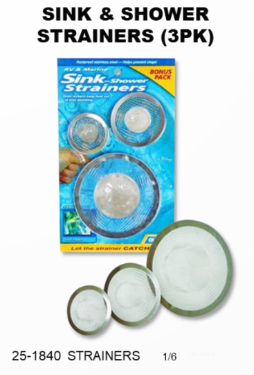SINK-SHOWER STRAINERS 3PK